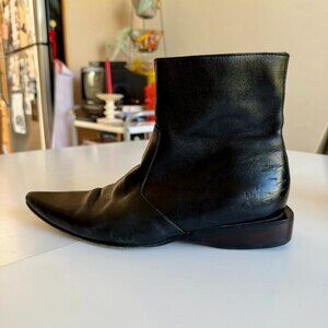Vtg John Fluevog Tokyo Osaka Boots Pointed Toe Wedge Heel Mexico Women 6 Men 4